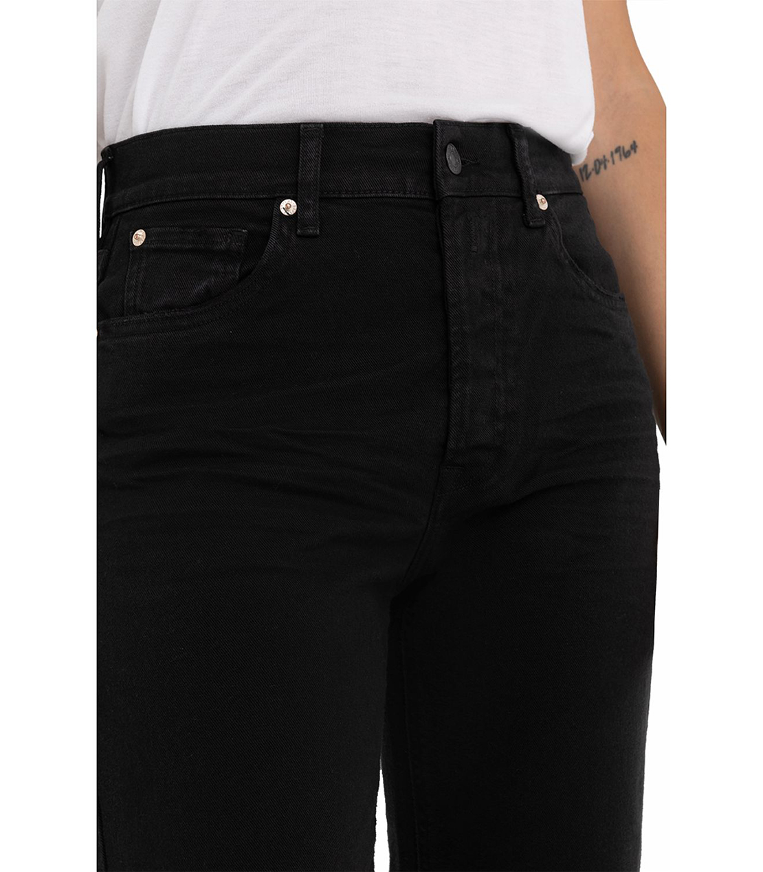 HEVELEEN コンフォートブル ワイドクロップドデニム 詳細画像 ブラック 5